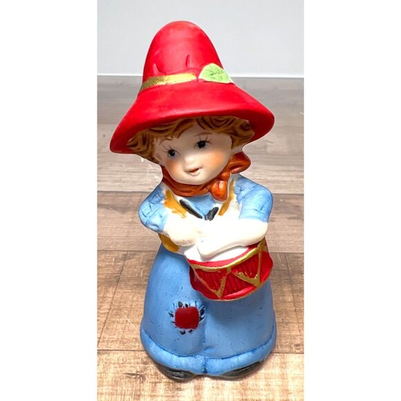 Vintage Ceramic Girl Figurine Bell Drummer Musical Decor - Picture 2 of 4